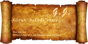 Girst Juliánusz névjegykártya